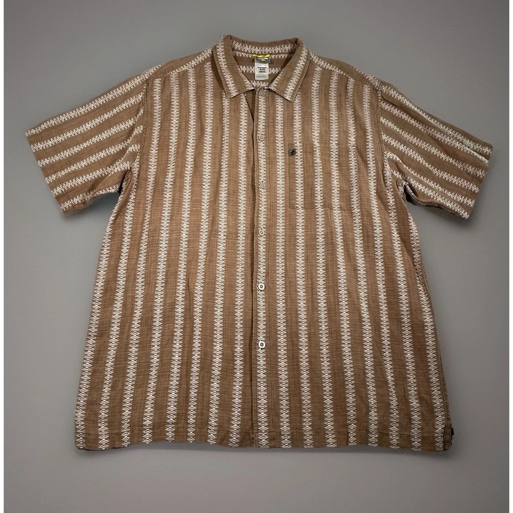 VTG-The North Face Men's Shirt XL Linen‎ Cotton Blend A5 Series Aztec Striped